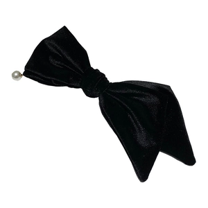 Barrette à cheveux élégante en velours noir avec pendentif perle style vintage français