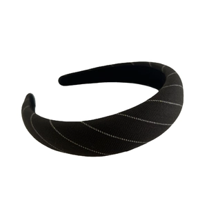 Classic vintage black and gold sponge padded headband with fine twill weaving texture