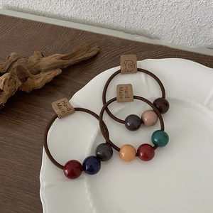 Retro Perlen Haargummis Hochfeste Pferdeschwanzhalter Runde Harzperlen Scrunchies Für Damen Mädchen Handgefertigter Haarschmuck
