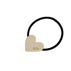 Elastico per capelli con cuore in acetato beige e stampa France Handmade stampata