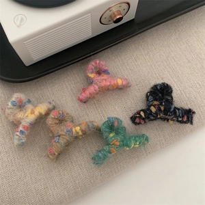 Molletta per Capelli in Filato a Maglia Mini Dolce da Donna Fatta a Mano Colorata Peluche Inverno Autunno Piccoli Fermagli