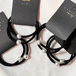 Élastiques à Cheveux Minimalistes de Style Coréen Avec Faux Künstliche Perles Élégant Porte-queue de Cheval Noir pour Femmes