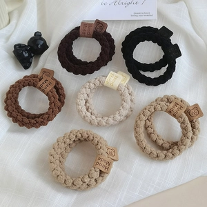 Gestrickter Stoff Bären Etikett Haargummi Hoch elastische Langlebige Weiche Scrunchies Für Damen Täglich Einfacher Haarschmuck