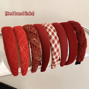 Collection of Christmas red headbands in velvet, tweed and knitted textures for women