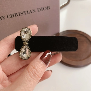 Pinza de Terciopelo Vintage con Lazo para Mujer Decoración de Strass Gota de Agua Elegante Clip de Pico de Pato