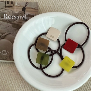 French Style Square Resin Hair Ties For Women Girls Geometric High Elasticity Hair Bands Fresh Sweet Hair Accessories