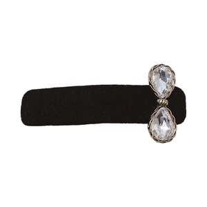 Pinza para el pelo vintage de terciopelo negro con diamantes de imitación mujer