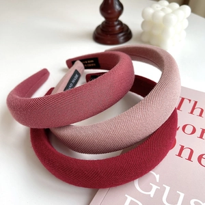 Pink and red sponge padded headbands made of knit fabric for women, handmade hair accessories