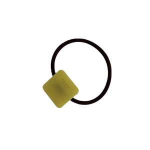 Green square acrylic hair tie with France Handmade text on high elastic black band