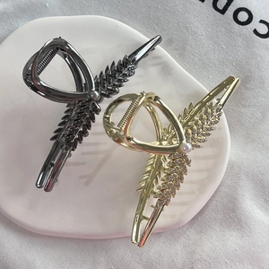 Elegant Wheat Ear Alloy Hair Claw Clip With Rhinestone Faux Artificial Pearl Vintage Hair Accessories For Women Daily Party Hair Clips