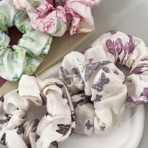 Elastici per capelli in seta con stampe floreali e farfalle in quattro stili eleganti