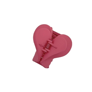 Pink heart-shaped acrylic hair claw clip in French style with a double-layered design