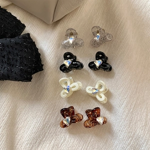 Mini Pinces à Cheveux Nœud Cœur Strass Femmes Doux Résine Petites Pinces à Cheveux Élégant Antidérapant Accessoires Coiffure