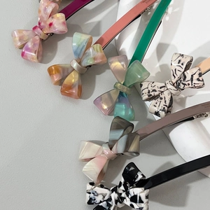 Barrette à Cheveux Nœud en Acétate Style Français Motif Marbre Élégante Épingle à Cheveux Fait Main pour Femmes Accessoires
