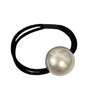 Élastique à cheveux noir avec grosse perle champagne métallisée pour coiffure femme