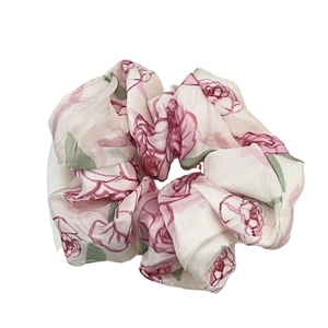 Elastico per capelli floreale in raso stile francese con rose e farfalle per donna