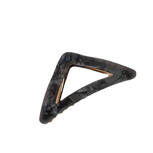 Elegant marble pattern acetate hair claw clip with triangular hollow geometric metal design