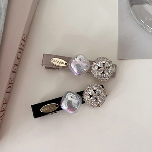 Elegant pearl and rhinestone ribbon hair clips for women in grey and black styles