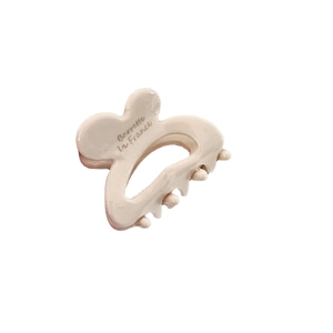 Creamy floral hair claw clip with La France engraving and glossy acetate finish