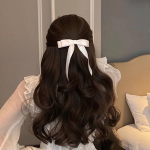 French Style Satin Bow Hair Clip With Long Streamers Solid Color Sweet Spring Clip Elegant Headwear For Women Girls
