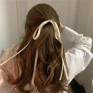 Long Ribbon Bow Scrunchies For Women Sweet Satin Hair Tie Ponytail Holder Hair Accessories Elegant Streamer Hair Rope