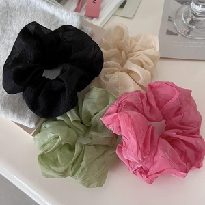 Pleated Mesh Scrunchie For Women Korean Style Large Small Elastic Hair Tie Organza Hair Accessories Daily Dating Headwear