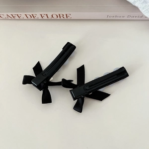 Lot de deux barrettes à cheveux nœuds noirs de style français accessoires minimalistes