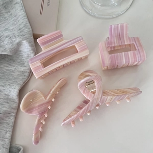 Damen Rosa Verlauf Marmor Textur Acetat Haarklammer Süße Erdbeereis Stil Handgefertigte Mode Haaraccessoires