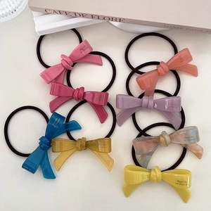French Style Acetate Bowknot Hair Tie For Women Girls Korean Elegant Golden Label Elastic Scrunchie Hair Band Hair Accessories