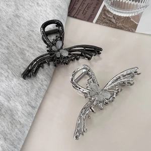 Elegant Alloy Butterfly Cat Eye Stone Hair Claw Clip Large Metal Hair Clamp Elegant High End Back Of Head Hair Accessories For Women