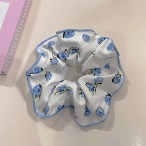 Women Floral Fabric Scrunchies French Style Rose Pattern Hair Ties Handmade Elastic Hair Bands Sweet Girl Hair Accessories