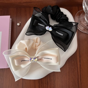 Eleganter Großer Schleifen Haargummi Für Damen Organza Satin Stoff Haargummis Mit Herz Strass Süßer Haarschmuck Accessoires