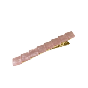 Pink marble texture hair clip with golden metal duckbill clip for women styling