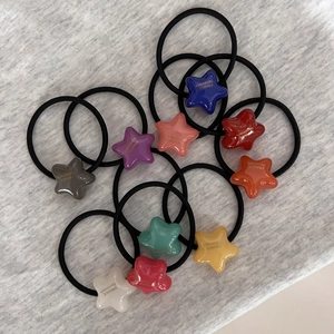Élastiques à Cheveux Étoile Couleur Bonbon Faits à la Main en Résine Plastique Corde à Cheveux Étoile pour Femmes Filles