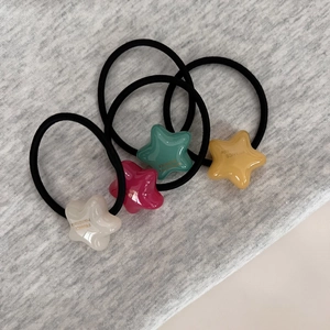 Élastiques à cheveux en forme d'étoile aux couleurs bonbon : blanc, rose, vert et jaune