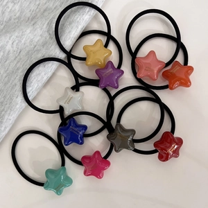 Lot d'élastiques à cheveux étoiles colorées pour filles avec cordes noires haute élasticité