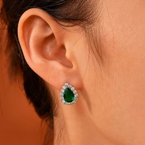 Koperen Peerslijpvorm Halo Oorknopjes Met Zirconia Waterdruppelvorm Elegante Sieraden Voor Vrouwen Bruiloft Feest Cadeau