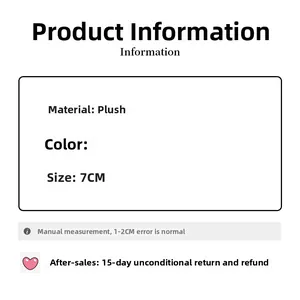 Detailed plush material specifications and 7CM size information for the bow hair clip