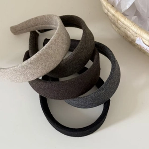 Set of 5 thick wool-like wide headbands in neutral colors for an elegant look