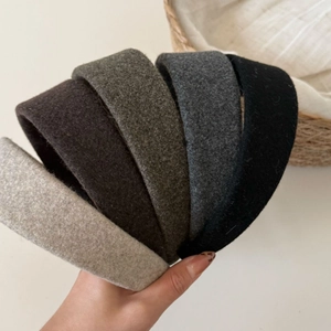 Women Autumn Winter Wool Flocking Wide Headband New High Top Fashion Solid Color Thickened Daily Hair Hoop Hair Accessories