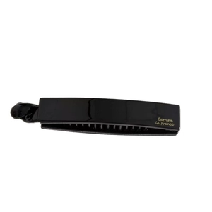 Barrette banane noire brillante en acétate avec texte Barrette La France doré