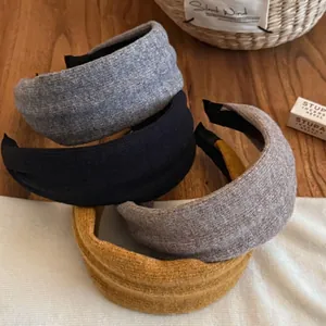 Women Cloth Wide Stripe Headband Vintage Soft High Top Hair Hoop For Washing Face Autumn Winter Elegant Hair Accessory