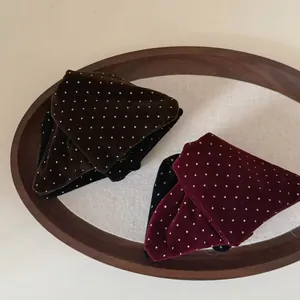 Vintage Hepburn style polka dot velvet hair claws in burgundy, brown and black colors