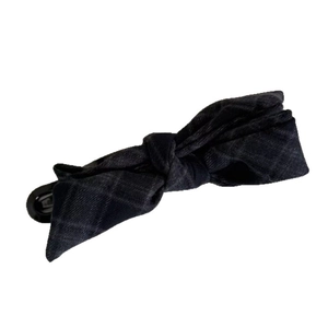 Elegant black plaid bow hair claw clip for high ponytail styling and head accessories