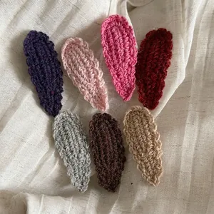Handmade Crochet Knitted Wave Water Drop BB Clip Sweet Cute Hairpin For Women Commute Hair Accessory Fabric Hairclip