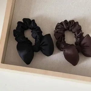 French Satin Bow Knot Scrunchie Large Bowknot Elastic Hair Band Elegant Ponytail Holder Scrunchies For Women Hair Accessories