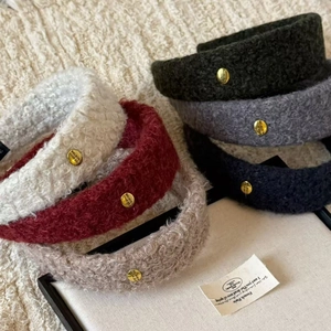 Serre-tête épais en peluche avec étiquette dorée en six couleurs d'automne