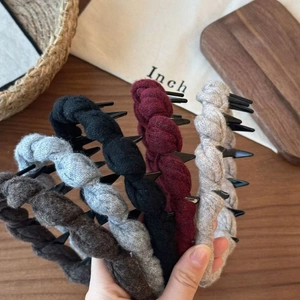 Vintage Woolen Yarn Wrapped Headband With Teeth Non-slip High Cranial Top Knitted Hair Hoop Handmade Fashion Hair Accessories For Women