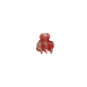British style red checkered mini hair claw clip for women in minimalist design