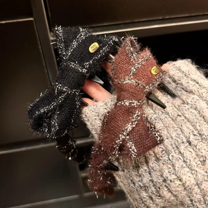 Serre-tête Nœud de Style Français pour Femmes Tissu Tweed Avec Bord en Fil d'Argent Serre-tête Élégant Accessoires de Cheveux Mode